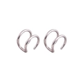 Minimalist silver stainless steel double line non-piercing ear cuff set for unisex - Double Row U Style / Steel