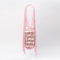 Pink handmade woven shoulder bag with shell sequins and long fringes in boho style - Pink (DY250008-5)