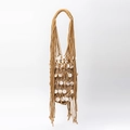 Handmade woven shoulder bag with khaki mesh, shell sequins and long fringes decoration - Khaki (DY250008-6)