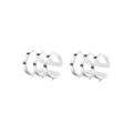 Set of two silver triple row ear cuffs in a minimalist C-shaped open design for non-pierced ears - Three-Line Design / Style A Silver