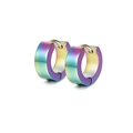 Pendientes de aro de acero inoxidable arcoíris con un acabado metálico único - Superficie Ancha (Estilo A) / Multicolor