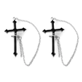 Gothic zilveren roestvrijstalen kruis oorbellen met zwart emaille en hangende ketting - Kruisketting (Stijl D)