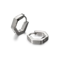 Boucles d'oreilles hexagonales en acier inoxydable argenté poli au style industriel - Boucle d'Oreille Hexagone Plate Couleur Acier (Seul)