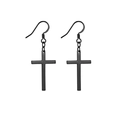 Schwarze Herren-Ohrhänger mit Kreuz-Anhänger aus Edelstahl im minimalistischen Gothic-Stil - Kreuzanhänger (Stil I)