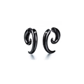 Polierte schwarze hornförmige Creolen für Herren in minimalistischem Gothic-Stil - Hornhakenform (Stil J)