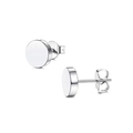 Pendientes de botón redondos de 8mm en acero inoxidable plateado con cierre de mariposa - Estilo Tapón Plano / 8mm