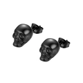 Ein Paar coole schwarze Totenkopf-Ohrstecker mit metallischem Finish für Herren - Totenkopfform (Stil L)