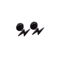 Herren Ohrstecker in Blitzform aus mattem schwarzem Edelstahl im minimalistischen Design - Blitzform (Stil M)