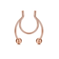 U-shaped rose gold nose ring with dual arc design and polished metallic beads finish - Double Layer Horseshoe / Rose Gold Style D