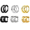 Set di 12 orecchini a cerchio classici in nero argento e oro per un look unisex moderno - set combinato