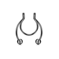 Minimalist black stainless steel magnetic U-shaped septum nose ring with round beads - Double Layer Horseshoe / Black (Style D)