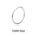 Enkele 12mm zilveren gepolijste roestvrijstalen ring voor oor en neus piercing sieraad - 12mm Open Ring (Stijl D)
