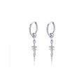 Silver gothic hoop earrings with sword daggers made of polished stainless steel metal - Sword Dangle Style