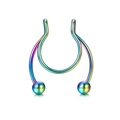 Rainbow iridescent U-shaped magnetic nose clip with polished ball ends for women - Double Layer Horseshoe / Multicolor Style D
