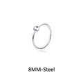 Minimalistische 8mm zilveren stalen neusring met gepolijste metalen afwerking en bolletje - 8mm Ring met Kraal (Stijl E)