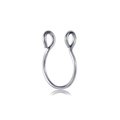 Polished silver non-pierced magnetic U-shaped nose ring with double loop ends - U-Shaped Opening / Steel Style C