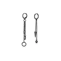 Asymmetric black punk drop earrings with chain, hoops and geometric pendants - Multi-Chain Spike Geometric Asymmetric Earrings (Style J)