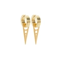 Golden minimalist geometric earrings featuring circle and triangle cutout drop design - Geometric Triangle Style C