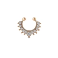 Rose gold septum ring with sparkling white rhinestones in a modern U-shape design - Horseshoe Rhinestone / Rose Gold Style E