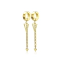 Long gold cross earrings with triangle frame and chain drop in geometric minimalist style - Long Chain Triangle Style D