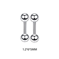 Zilveren 1,2x6x5mm barbell piercing van roestvrij staal met gepolijste finish - Dubbele Bal Stijl / Groot