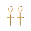 Klassisches 12er-Set goldene Huggie-Creolen mit Kreuzanhängern für Damen - Kreuzanhänger-Stil (Stil B Gold) / Gold