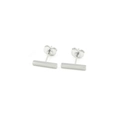 Minimalist silver bar stud earrings in polished stainless steel for daily wear - Long Bar Style / Silver