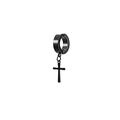 Matte black stainless steel hoop earring featuring a long hanging cross pendant - Style A Black