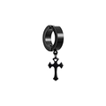 Gothic punk black stainless steel hoop earrings featuring a classic cross pendant - Style B Black