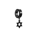 Pendiente de aro en acero inoxidable negro mate con colgante de estrella hexagrama - Estilo C Negro