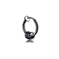 Black non-piercing ear clip earring featuring three movable ring charms in sleek metal - Three-Ring Charm Ear Clip