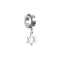 Silver stainless steel huggie hoop earring with a classic hexagram star pendant charm - Hexagram Star Pendant Ear Clip (Style 10)