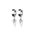 Silver hoop earrings with triangle and spike charm in polished stainless steel - Hollow Triangle Cone (Style A) / Single Style