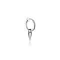 Silver stainless steel clip-on earring featuring a polished metal spike charm pendant - Long Spike Pendant Ear Clip (Style 25)