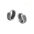 Vintage silver earrings with triple-row braided texture in punk stainless steel style - Spiral Woven Texture (Style B) / Single Style