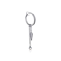 Silver non-piercing ear clip with double hanging chains, cone spike and ball pendant - Spike and Ball Double Chain Ear Clip (Style 19)