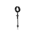 Black punk clip-on earring featuring cross charm and conical pendant with chain - Cross Spike Chain (Style 40)