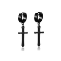 Punk black stainless steel hoop earrings with cross pendants for men and women - Style J / Black / Single Piece