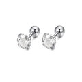 Boucles d'oreilles en argent avec zircon rond à 4 griffes et fermoir à vis sécurisé - Griffes Rond Zircone Clair (Style A Ton Acier)