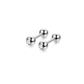 Polished silver barbell stud earrings with white cubic zirconia inlay for unisex - 4MM Prong Set Zirconia Style A