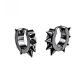 Punk style black stainless steel hoop earrings with conical studs for men and women - Black Studded Hoop (Style 6)