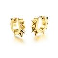 Punk style gold-plated stainless steel hoop earrings with sharp rivet studs and polished finish - Gold Studded Hoop (Style 7)