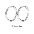 Silver stainless steel hoop ring for body piercing size 1.2x10mm polished finish - 10MM Hoop Style E