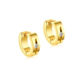 Elegant 18K gold huggie earrings featuring a brilliant round cubic zirconia setting - Gold Zirconia Hoop (Style 9)
