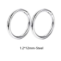 Minimalist silver steel hoop earrings 1.2x12mm with hinged closure for piercings - 12MM Hoop Style E