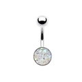 Piercing de ombligo de acero con barra curva plateada e incrustación de cristal aurora - Estilo con Incrustaciones de Cristal Triturado Aurora (Estilo 12)
