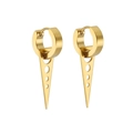 Golden hoop earrings with hollowed triangle charms featuring polished metal finish - Gold Geometric Triangle Dangle (Style 13)