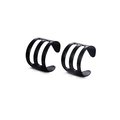 Matte black triple-row hollow ear cuffs set with minimalist C-shaped metal design - Style A - Black Triple Layer Hollow Ear Cuff