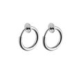 Minimalist silver spring clip-on hoop earrings for non-pierced ears in polished finish - Style B - Silver Spring Hoop Ear Clip