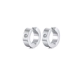 Classic silver huggie hoop earrings with central clear zircon inlay and polished finish - Style D - Silver Huggie Hoop with Zirconia